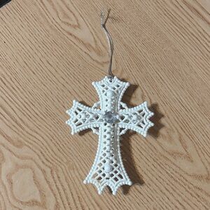 Elegant White Cross Ornament